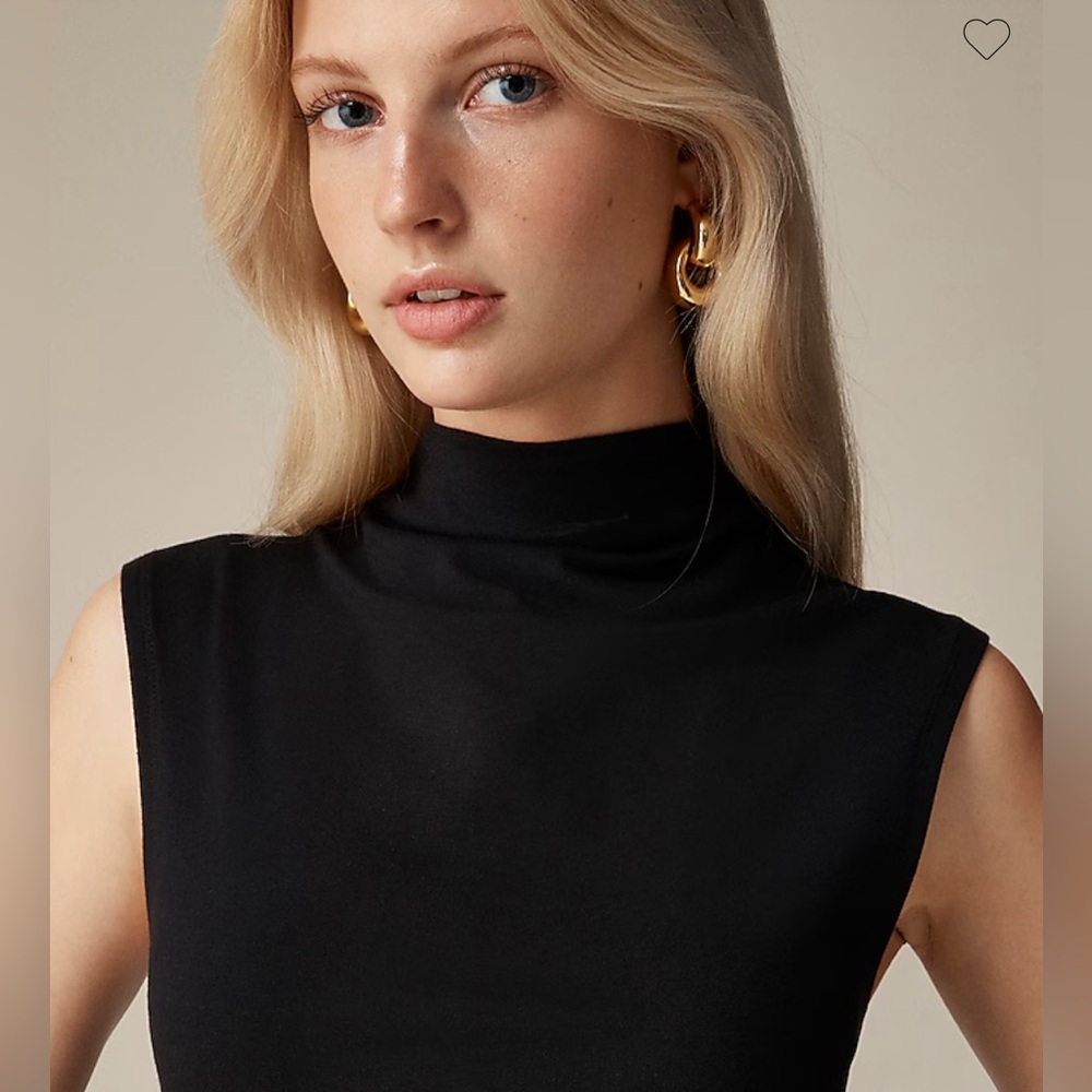 NWT J.Crew Size S Fitted mock Neck tank top in Black stretch cotton blend
